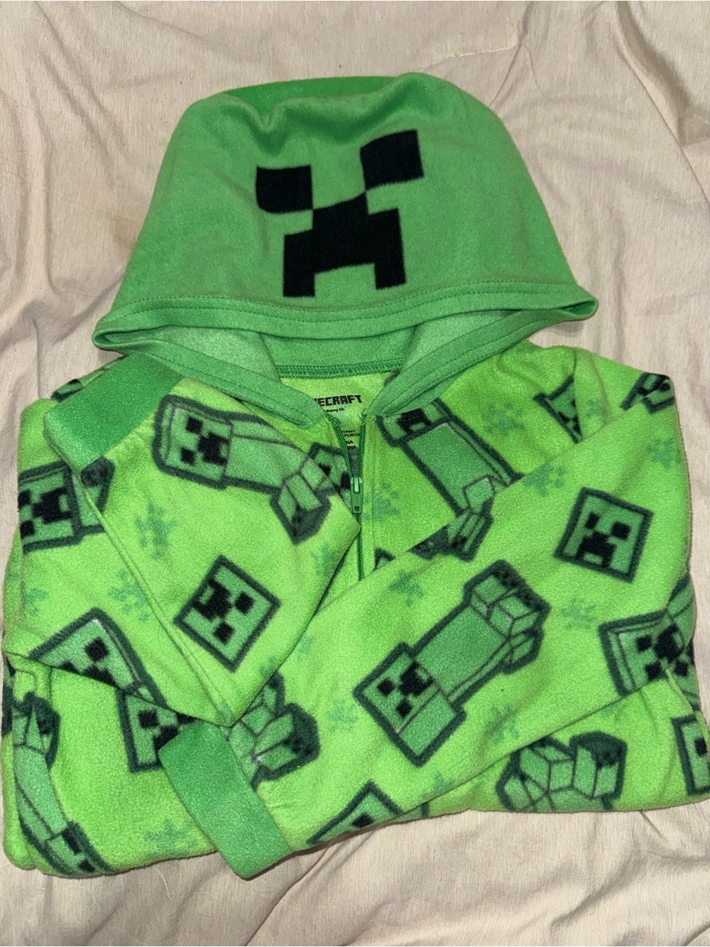 Kids' Minecraft Creeper Fleece Zip Hoodie